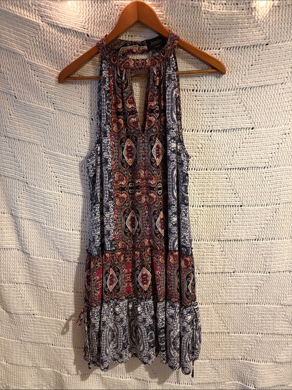 Laundry by Design Paisley Halter Mini Dress - Red, Navy, Cream